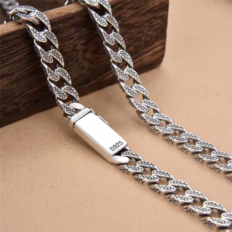 925 Sterling Silver Tiger Textured Link Chain Necklaces Vintage Gothic Punk Hiphop Antique Designer Luxury Jewelry Accessories