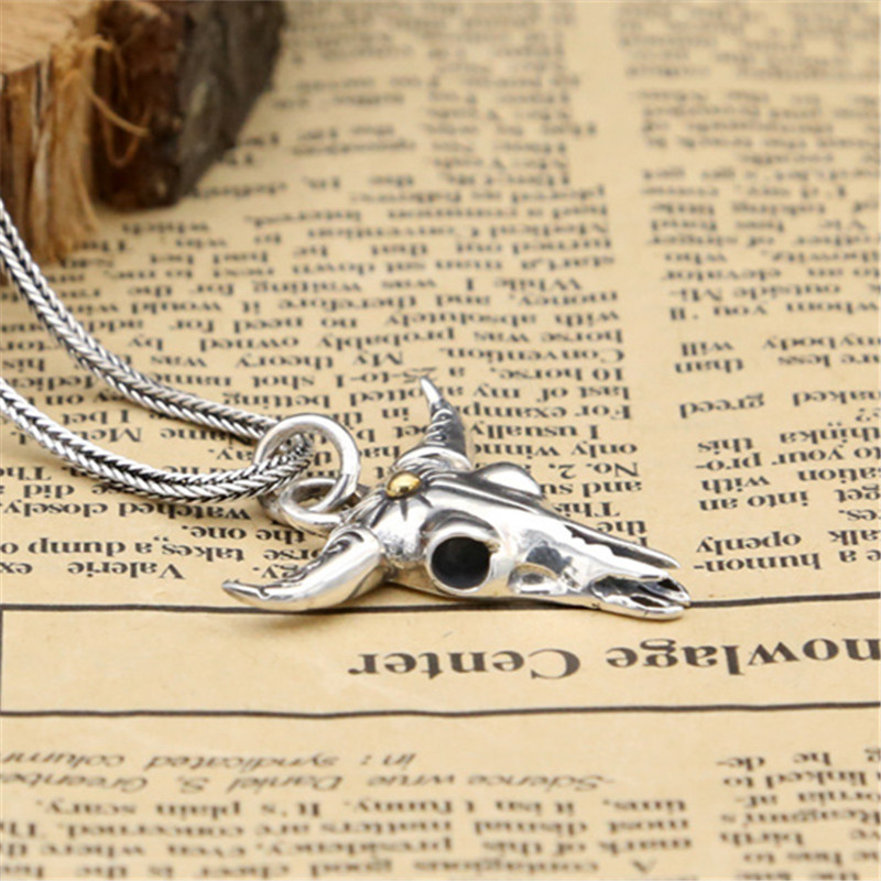 925 Sterling Silver OX Bull head Pendant Necklaces Vintage Gothic Punk Hiphop Antique Designer Luxury Jewelry Accessories