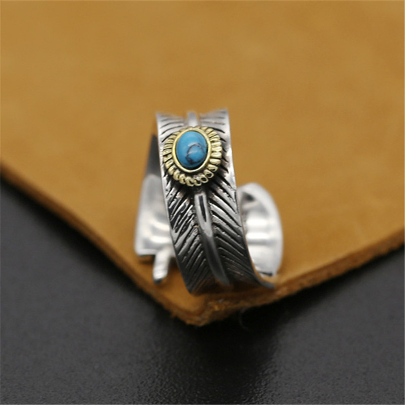 925 Sterling Silver Adjustable Band Rings Crooked Feather Vintage Gothic Punk Antique Designer Luxury Jewelry Accessories