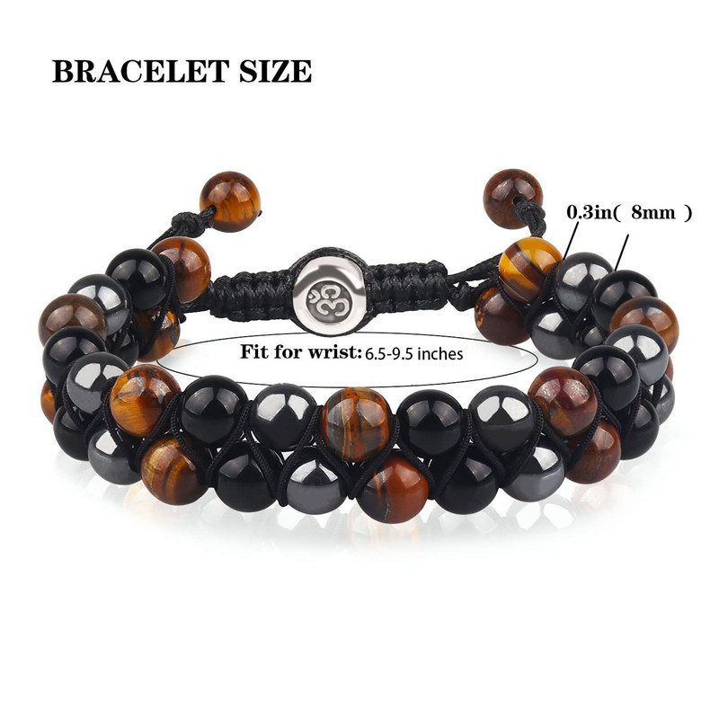 Gemstone Beaded Bracelets Adjustable Tiger eye agate mixed Double Layers Braided Fashion Jewelry Accessories Gifts