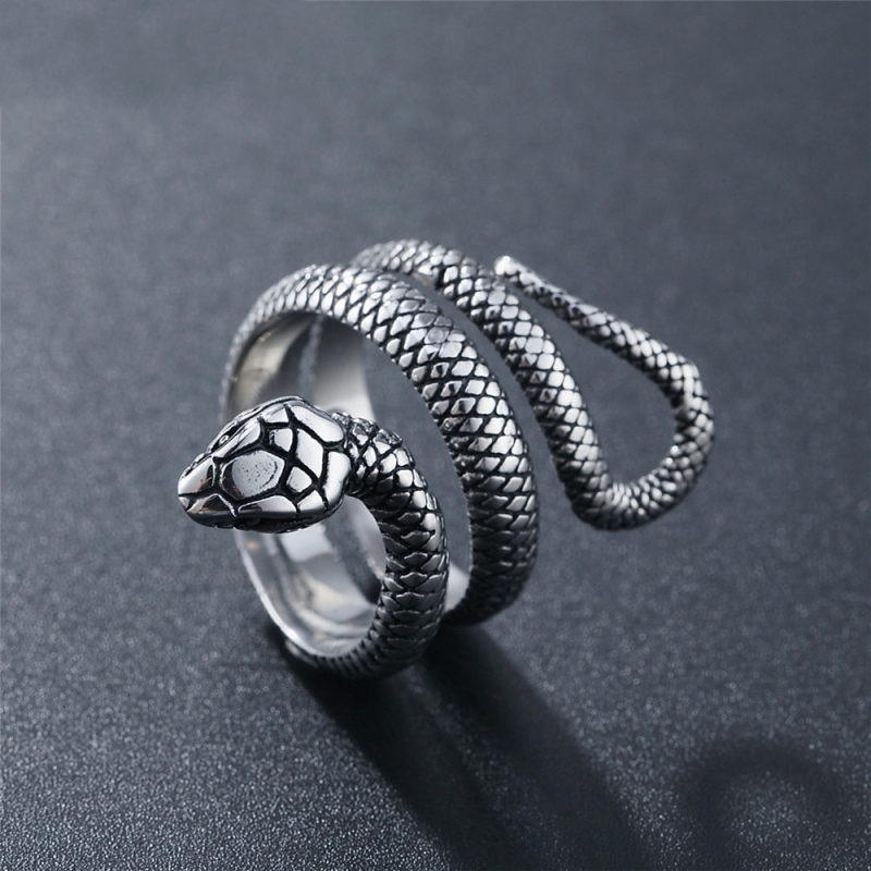 Stainless Steel Snake Band Rings American Europe Antique Handmade Designer Punk Hip-hop Luxury Jewelry Accessories