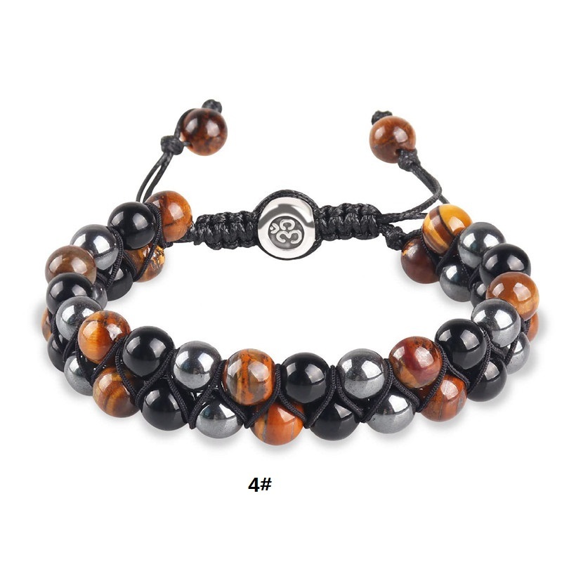 Gemstone Beaded Bracelets Adjustable Tiger eye agate mixed Double Layers Braided Fashion Jewelry Accessories Gifts