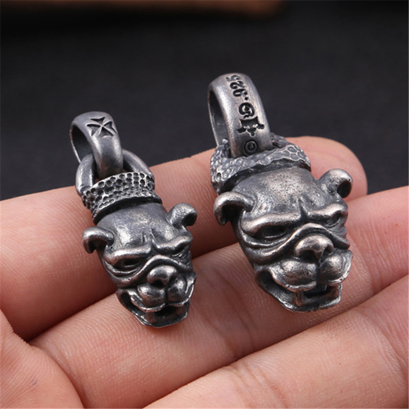 925 Sterling Silver Pendant Necklaces Dog Head Vintage Gothic Punk Hiphop Antique Designer Luxury Jewelry Accessories