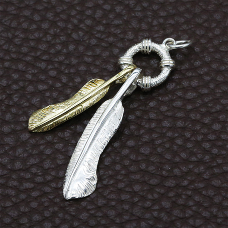 925 Sterling Silver Pendant Necklaces Two-tone Feather Tassels Vintage Gothic Punk Hiphop Antique Designer Luxury Jewelry Accessories