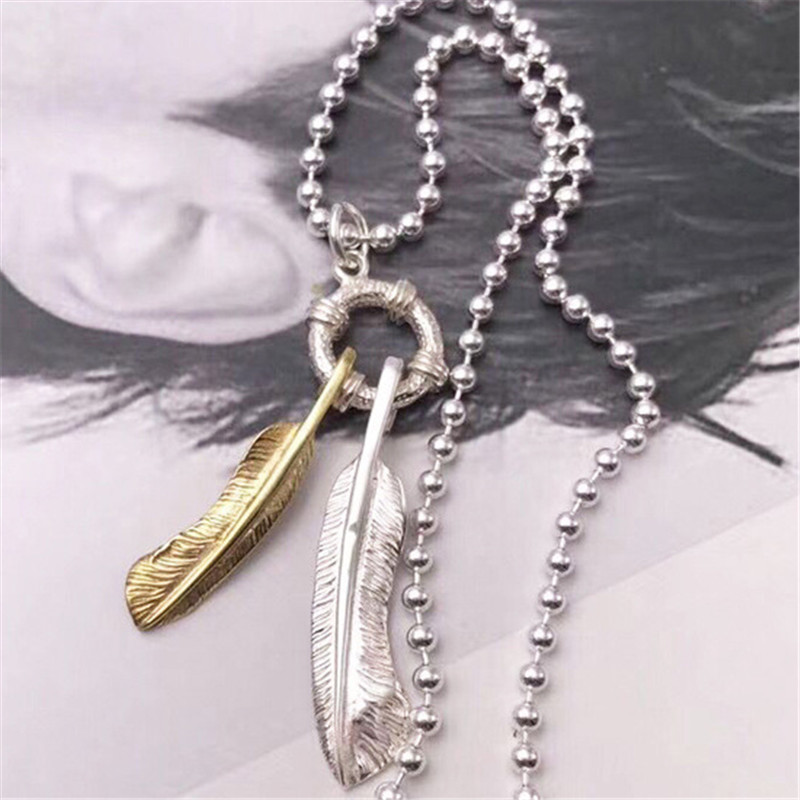925 Sterling Silver Pendant Necklaces Two-tone Feather Tassels Vintage Gothic Punk Hiphop Antique Designer Luxury Jewelry Accessories