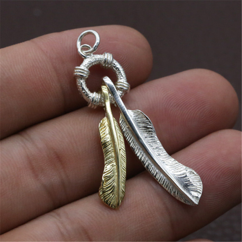 925 Sterling Silver Pendant Necklaces Two-tone Feather Tassels Vintage Gothic Punk Hiphop Antique Designer Luxury Jewelry Accessories