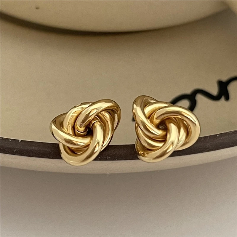 925 Sterling Silver Stud Earring Gold plated Knot Minimalism Vintage Designer Luxury Jewelry Accessories