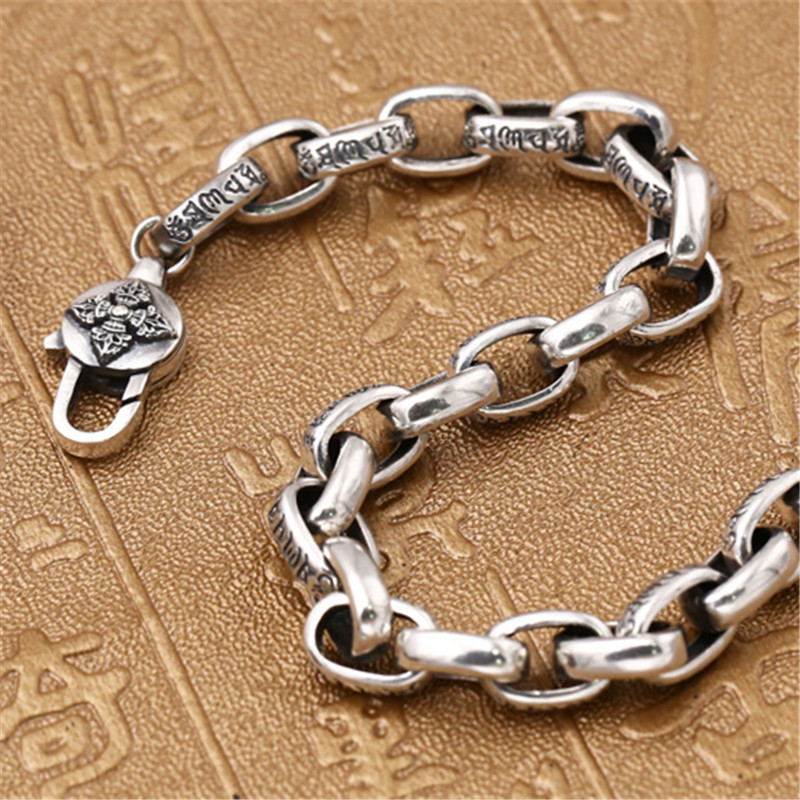 925 Sterling Silver Link Paper Chain Bracelets Antique Vintage Designer Handmade Gothic Punk Hip-hop Luxury Jewelry Accessories