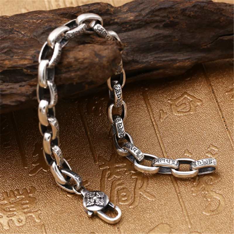 925 Sterling Silver Link Paper Chain Bracelets Antique Vintage Designer Handmade Gothic Punk Hip-hop Luxury Jewelry Accessories