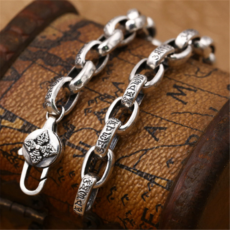 925 Sterling Silver Link Paper Chain Bracelets Antique Vintage Designer Handmade Gothic Punk Hip-hop Luxury Jewelry Accessories