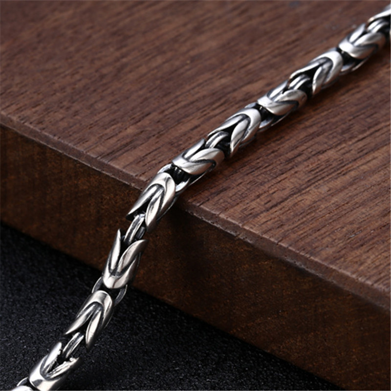 925 Sterling Silver Chain Bracelets Knoted Rope Link Antique Gothic Punk Hip-hop Designer Handmade Luxury Jewelry Accessories