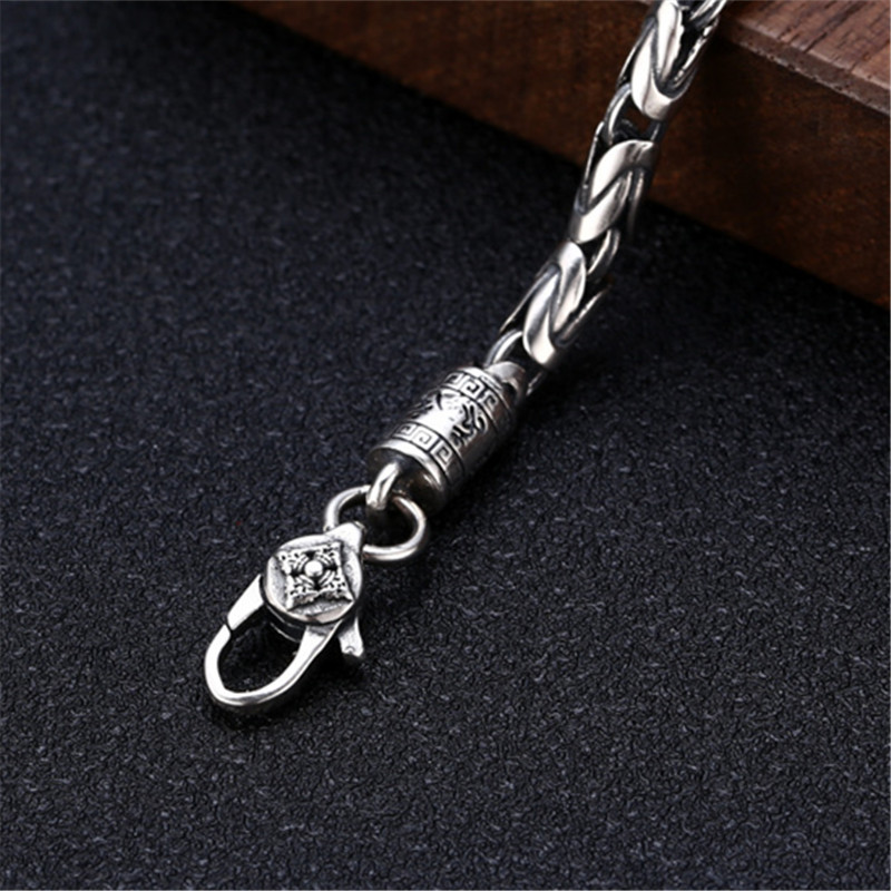 925 Sterling Silver Chain Bracelets Knoted Rope Link Antique Gothic Punk Hip-hop Designer Handmade Luxury Jewelry Accessories