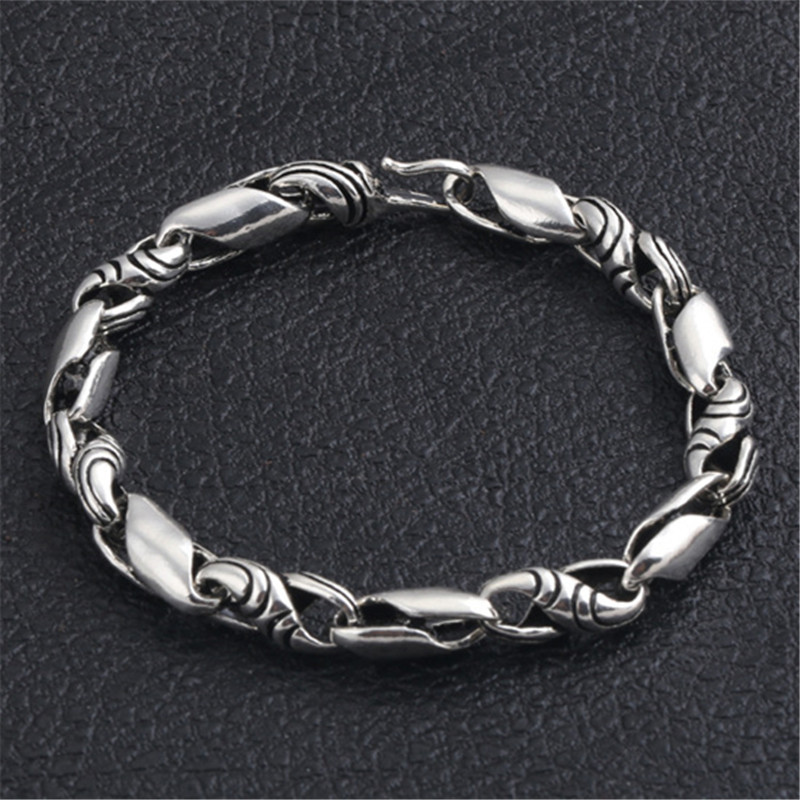 Solid 925 Sterling silver Link Chain Bracelets Twisted Rope Textures Antique Vintage Punk Handmade Fashion Luxury Jewelry Accessories Gifts