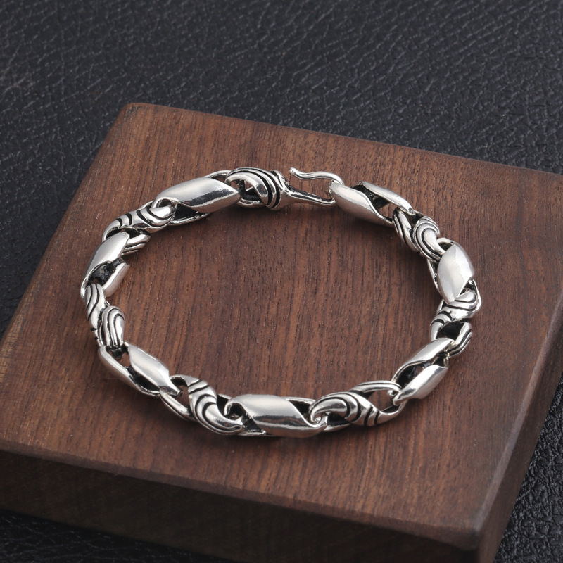 Solid 925 Sterling silver Link Chain Bracelets Twisted Rope Textures Antique Vintage Punk Handmade Fashion Luxury Jewelry Accessories Gifts
