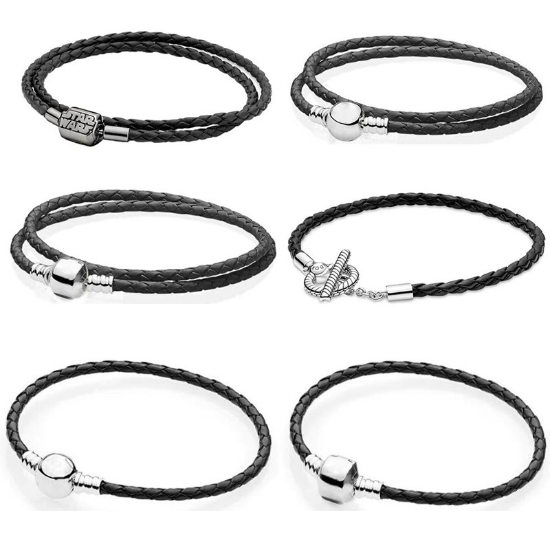 Double Layer Braided Leather Chain Bracelet Clip Clasps Charm Bracelets Pulseras Jewelry Accessories Gifts