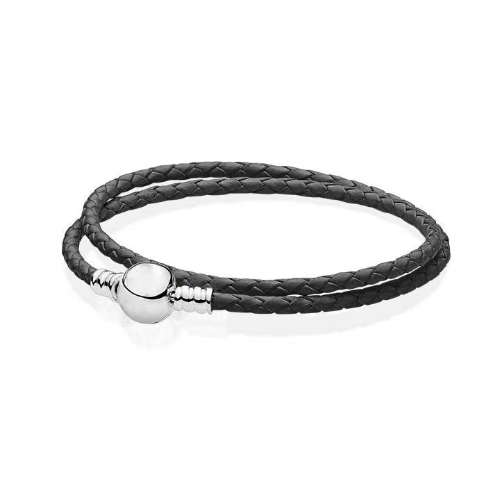 Double Layer Braided Leather Chain Bracelet Clip Clasps Charm Bracelets Pulseras Jewelry Accessories Gifts