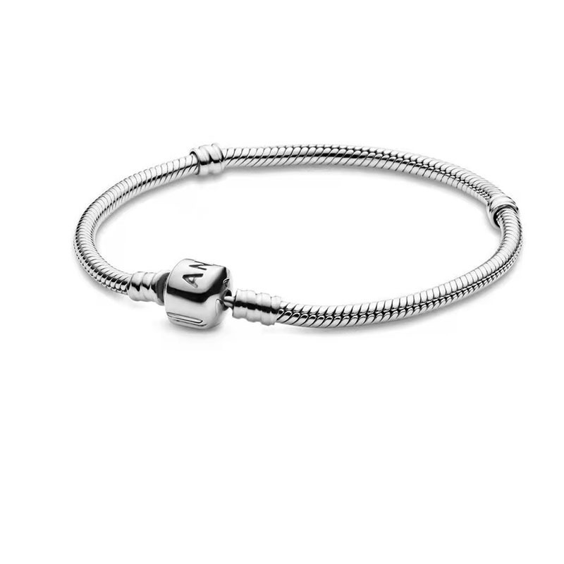 Snake Chain Bracelets With Clip Clasps Silver plated Brass Charm Bracelet Male Female Jewelry Fashion Accessories Gifts