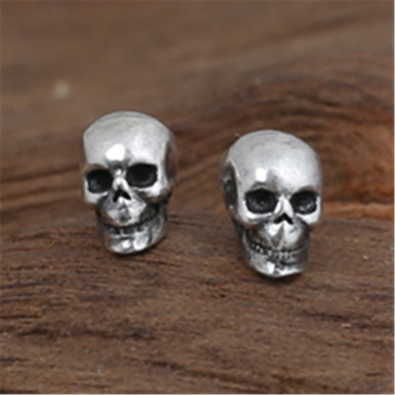 Skull Stud 925 Sterling Silver Earrings hand-made designer vintage luxury jewelry accessories gift