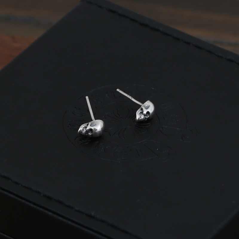 Skull Stud 925 Sterling Silver Earrings hand-made designer vintage luxury jewelry accessories gift