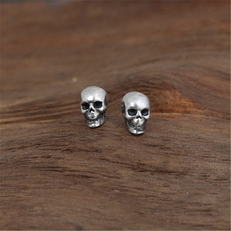 Skull Stud 925 Sterling Silver Earrings hand-made designer vintage luxury jewelry accessories gift