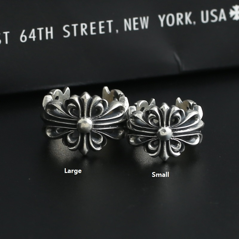 Crosses Floral Adjustable Band Ring 925 Sterling Silver Gothic Punk Hip-Hop Vintage Antique Handmade Designer Jewelry Accessories Gifts