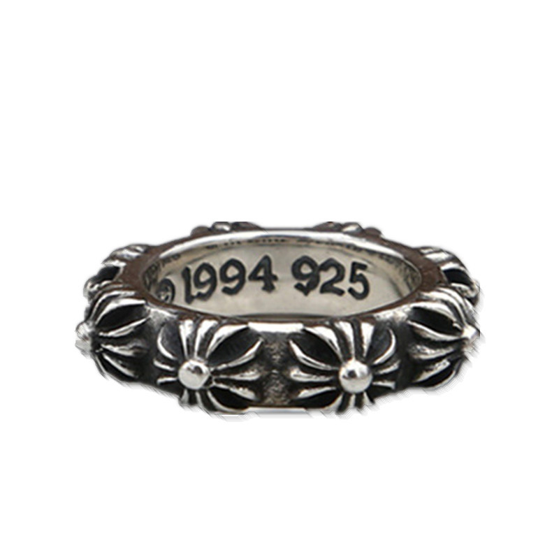Crosses Relievos Band Rings 925 Sterling Silver Gothic Punk Hip-Hop Vintage Antique Handmade Designer Jewelry Accessories Gifts