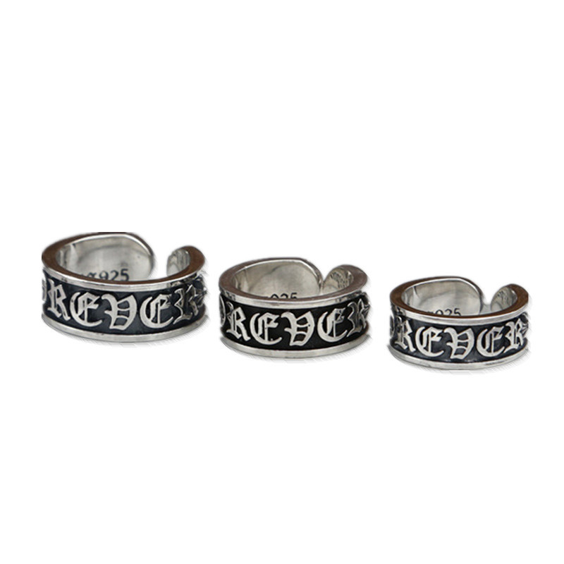 Adjustable Band Ring Letters Alphabet 925 Sterling Silver Gothic Punk Hip-Hop Antique Vintage Handmade Designer Jewelry Accessories Gifts