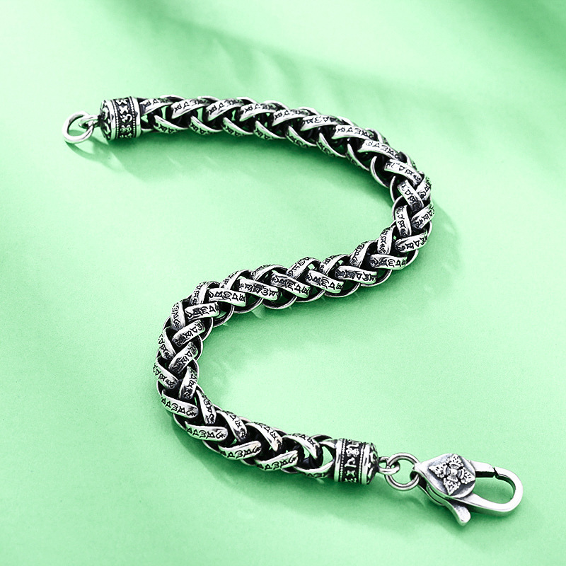 Chain Bracelets Foxtail 925 Sterling Silver 18 20 cm Punk ntique Vintage Links Handmade Chains Lobster Clasps Fashion Luxury Jewelry Accessories Gifts For Men