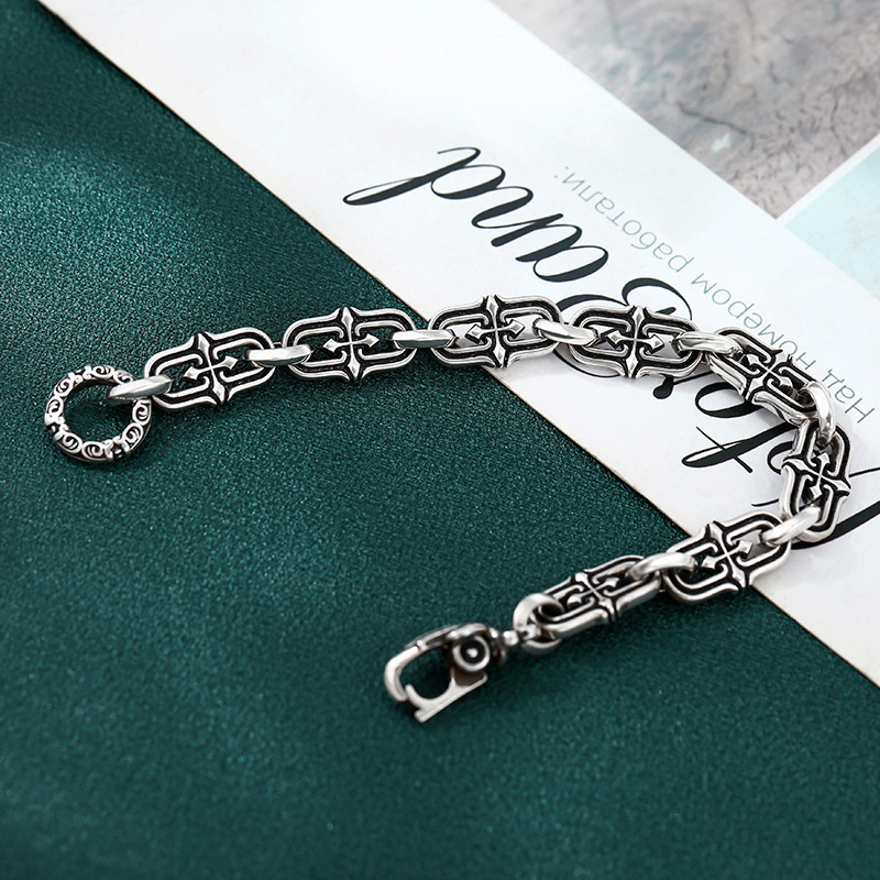 Chain Bracelets 925 Sterling Silver 20 cm Crosses Punk antique Vintage Links Handmade Chains Toggle Clasps Fashion Luxury Jewelry Accessories Gifts For Men Women