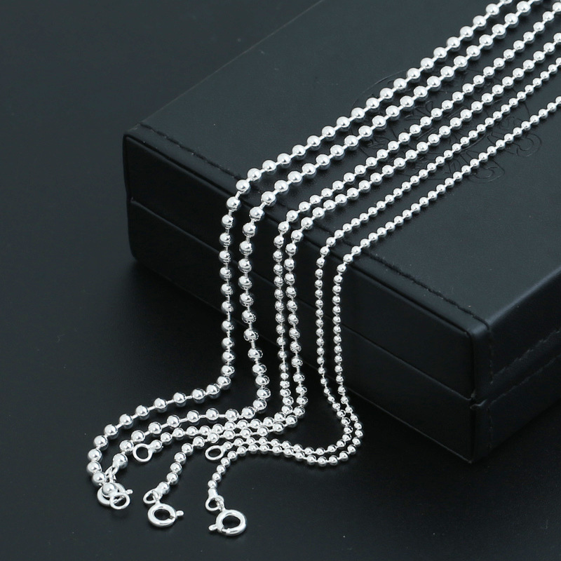 Ball Chain Necklaces 925 Sterling Silver 2 2.5 mm Width Links 45 50 55 60 65 70 75 80 cm Gothic Punk Handmade Designer Chains Fine Jewelry Accessories Gifts for Men Women