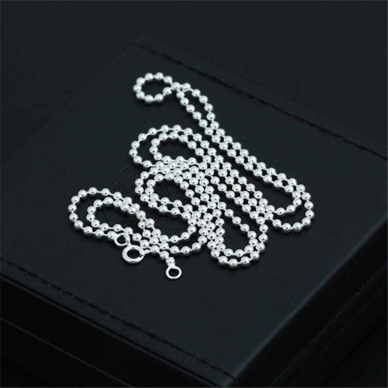 Ball Chain Necklaces 925 Sterling Silver 2 2.5 mm Width Links 45 50 55 60 65 70 75 80 cm Gothic Punk Handmade Designer Chains Fine Jewelry Accessories Gifts for Men Women