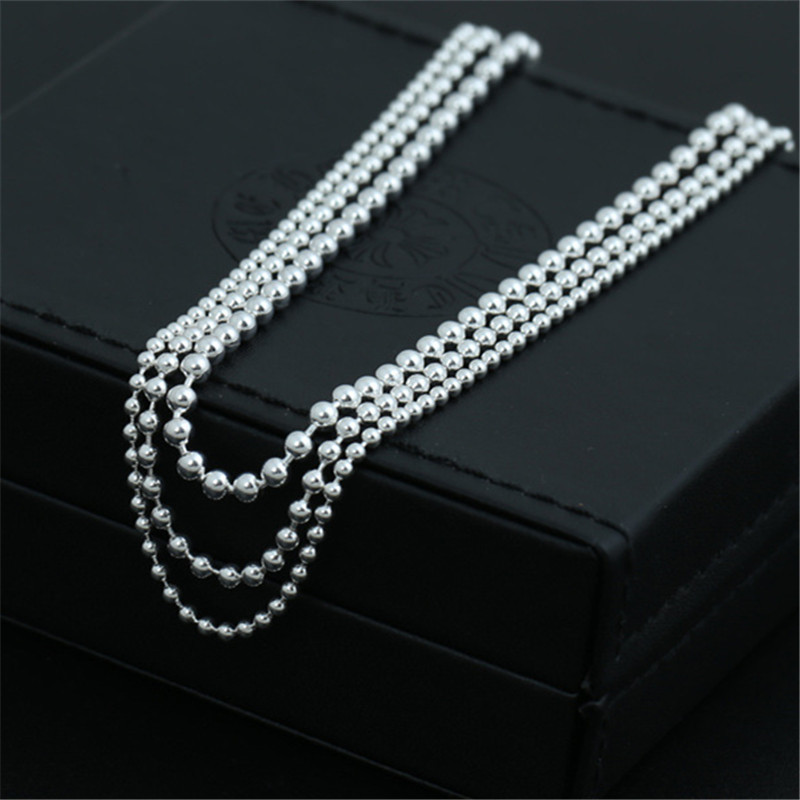 Ball Chain Necklaces 925 Sterling Silver 2 2.5 mm Width Links 45 50 55 60 65 70 75 80 cm Gothic Punk Handmade Designer Chains Fine Jewelry Accessories Gifts for Men Women