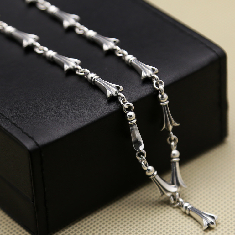 Crosstail Links Chains 925 Sterling Silver Necklaces 50 cm Gothic Punk Vintage Handmade Designer Chain Luxury Fine Jewelry Accessories Gifts for Men Women