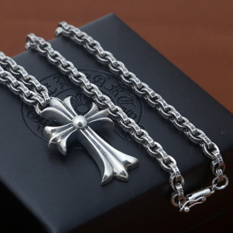 Cross Pendant Necklaces 925 Sterling Silver Paper chain Links Antique Vintage Gothic Punk Hip-hop Handmade Designer Fine Jewelry Accessories Gifts For Men Women