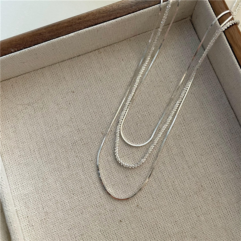 3 Layers Links Chains 925 Sterling Silver Necklaces 45cm Vintage Snake Chain Luxury Fine Jewelry Accessories Gifts for Women