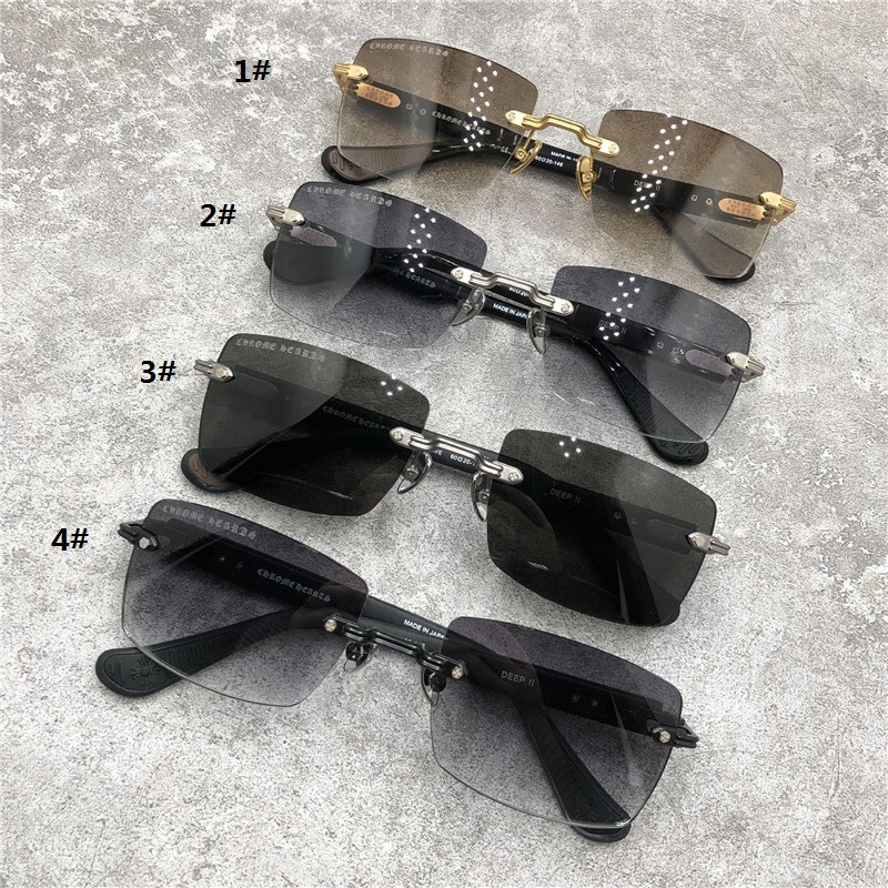 Vintage Fashion Rimless Sunglasses Casual Driving Fishing Sports Beach Eyewears Crosses Metal Frame  DEEP II