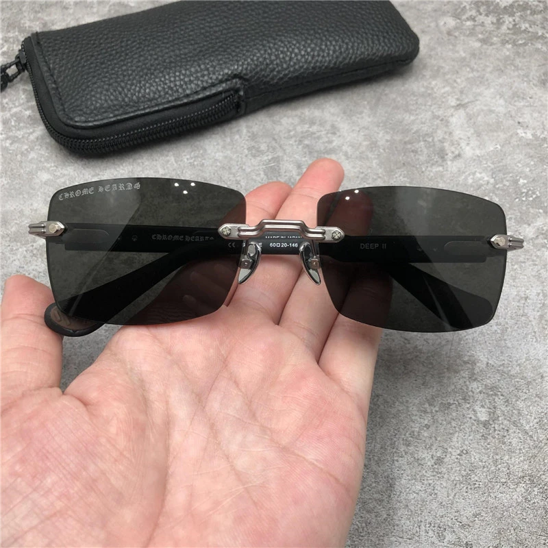 Vintage Fashion Rimless Sunglasses Casual Driving Fishing Sports Beach Eyewears Crosses Metal Frame  DEEP II