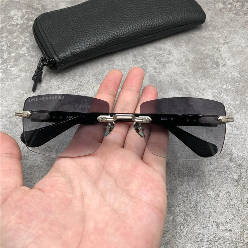 Vintage Fashion Rimless Sunglasses Casual Driving Fishing Sports Beach Eyewears Crosses Metal Frame  DEEP II