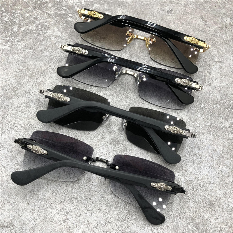 Vintage Fashion Rimless Sunglasses Casual Driving Fishing Sports Beach Eyewears Crosses Metal Frame  DEEP II