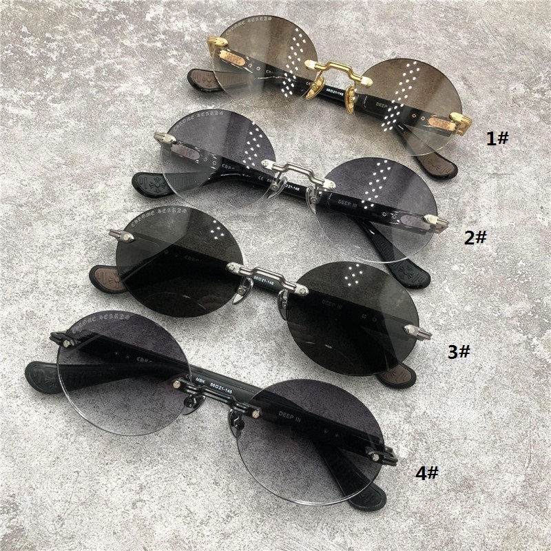 Vintage Fashion Rimless Sunglasses Casual Driving Fishing Sports Beach Eyewears Crosses Metal Frame  DEEP III