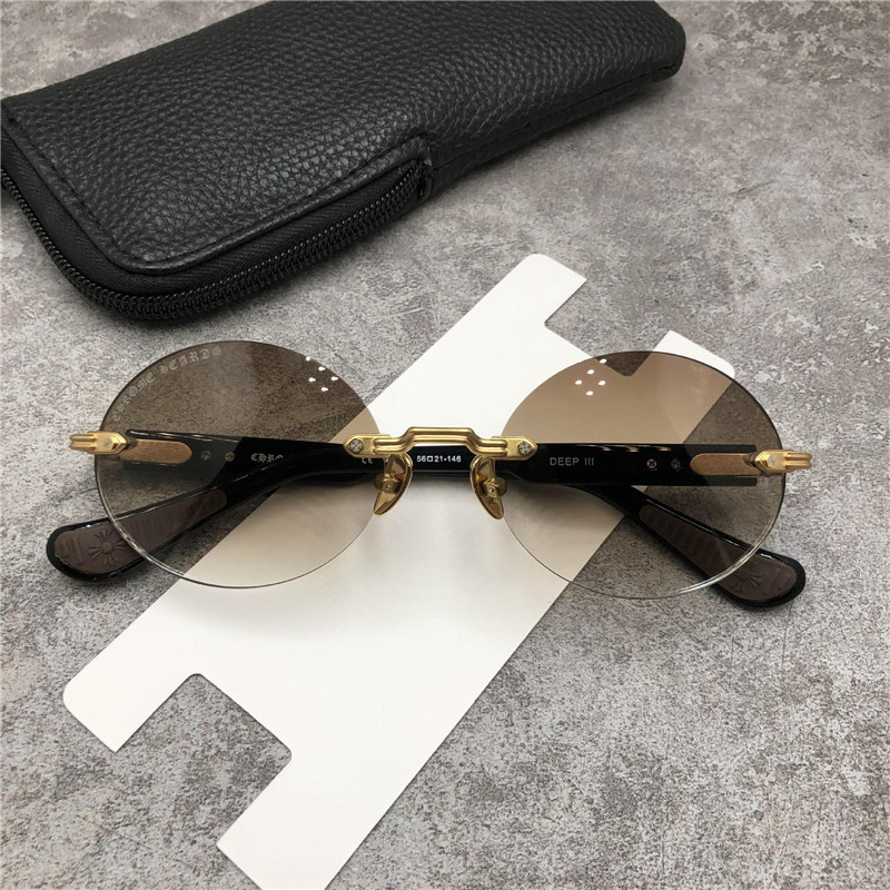 Vintage Fashion Rimless Sunglasses Casual Driving Fishing Sports Beach Eyewears Crosses Metal Frame  DEEP III