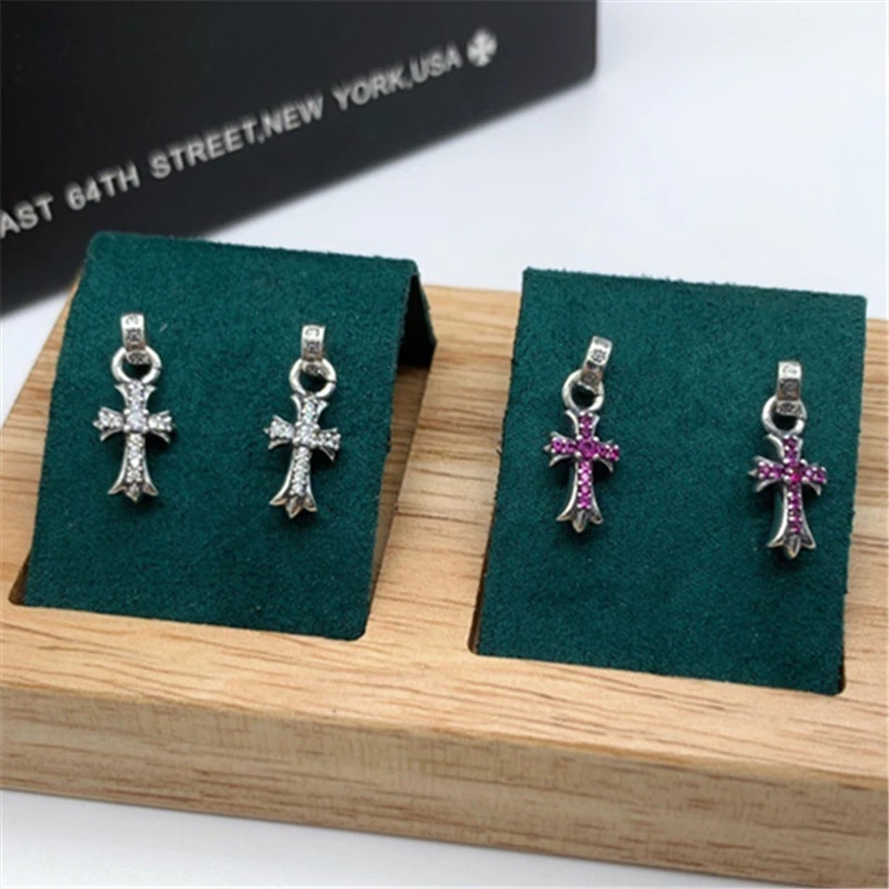 Crosses Dangle Stud Earring 925 Sterling Silver Gothic Punk Vintage Jewelry Accessories Gift