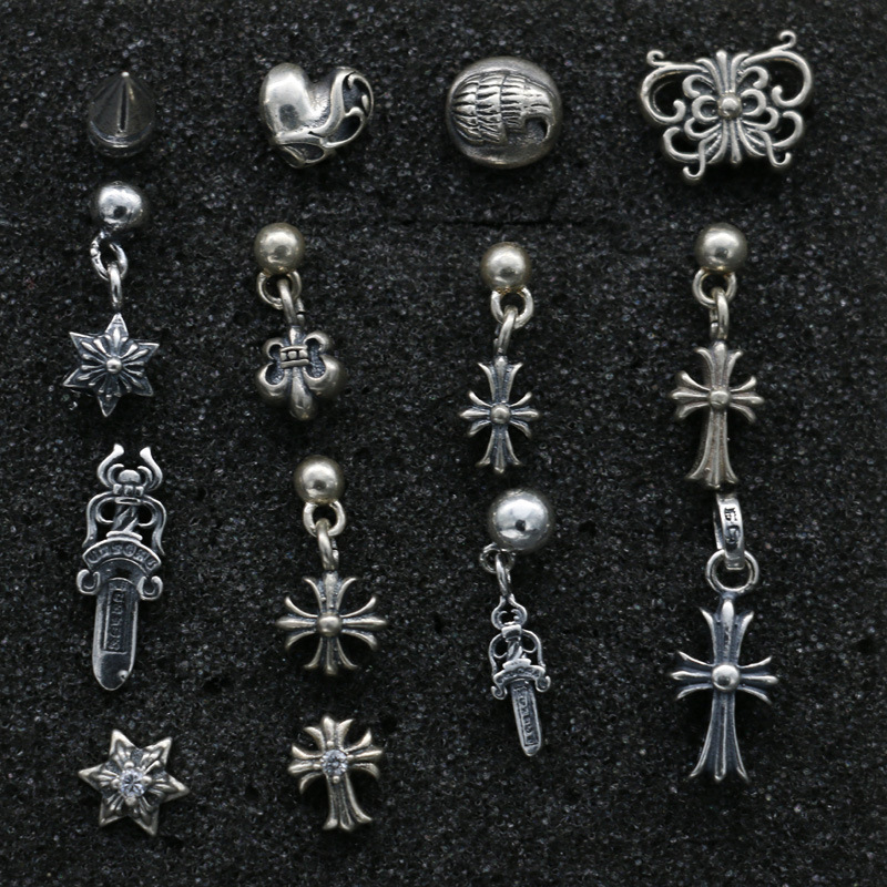 Crosses Dangle Stud Earring 925 Sterling Silver Vintage Designer Luxury Jewelry Accessories Gift