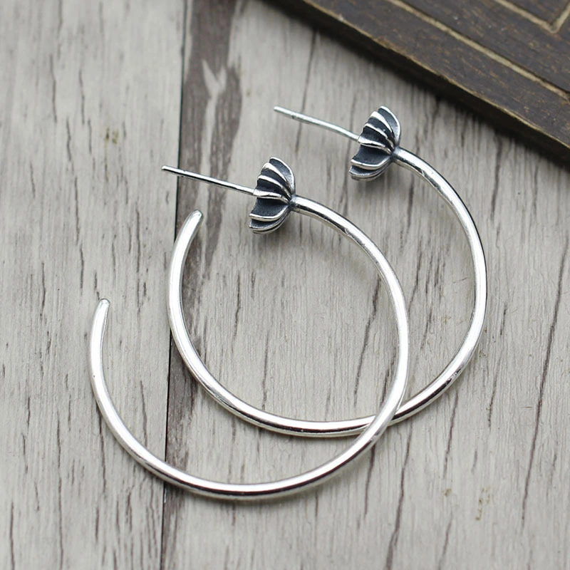 Crosses Hoop Earring 925 Sterling Silver Punk Gothic Vintage Designer Luxury Jewelry Accessories Gift