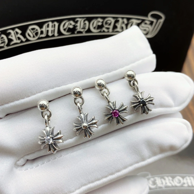 Crosses Dangle Stud Earring 925 Sterling Silver Punk Gothic Vintage Designer Luxury Jewelry Accessories