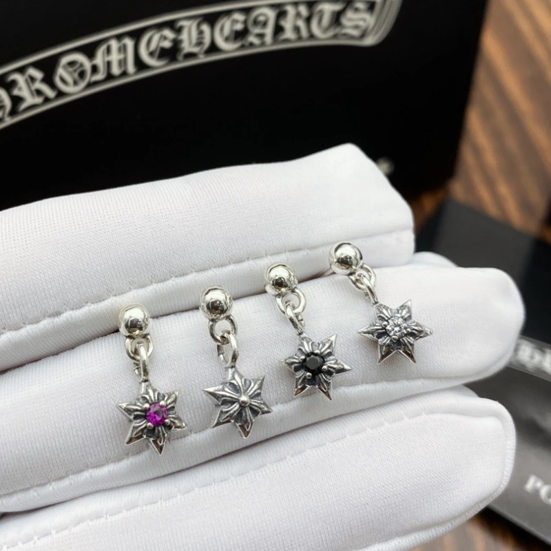 Six-pointed Star Dangle Stud Earring 925 Sterling Silver Gothic Punk Vintage Designer Jewelry Accessories Gift