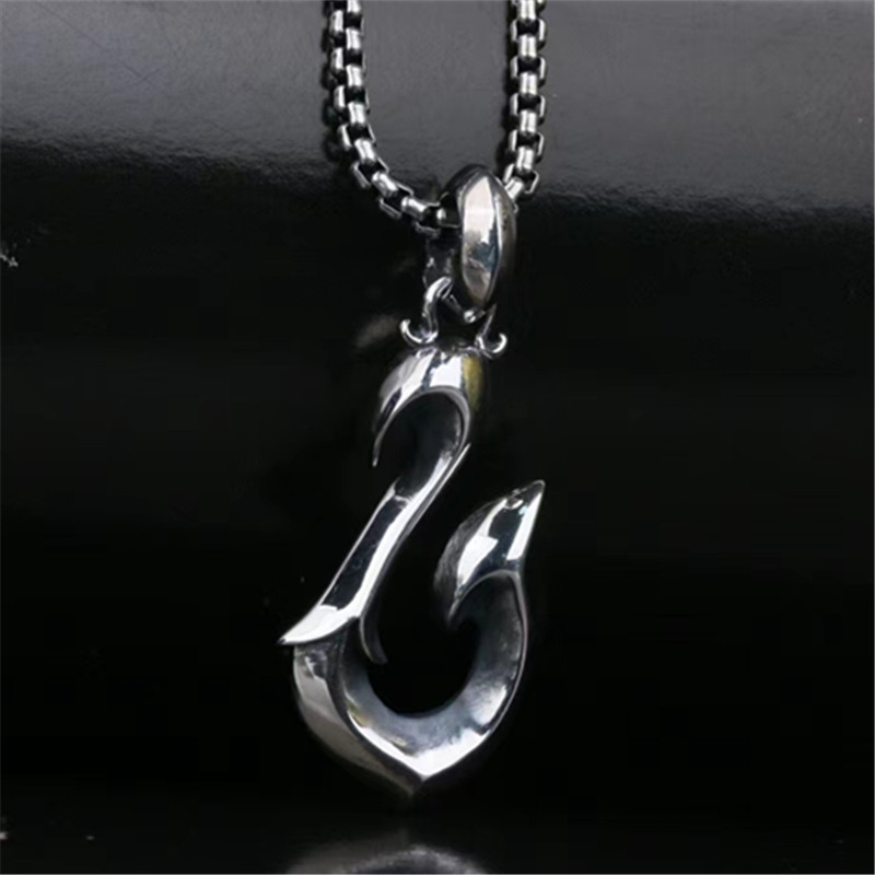 Hook Pendant Necklaces 925 Sterling Silver Vintage Gothic Punk Hiphop Antique Designer Luxury Jewelry Accessories