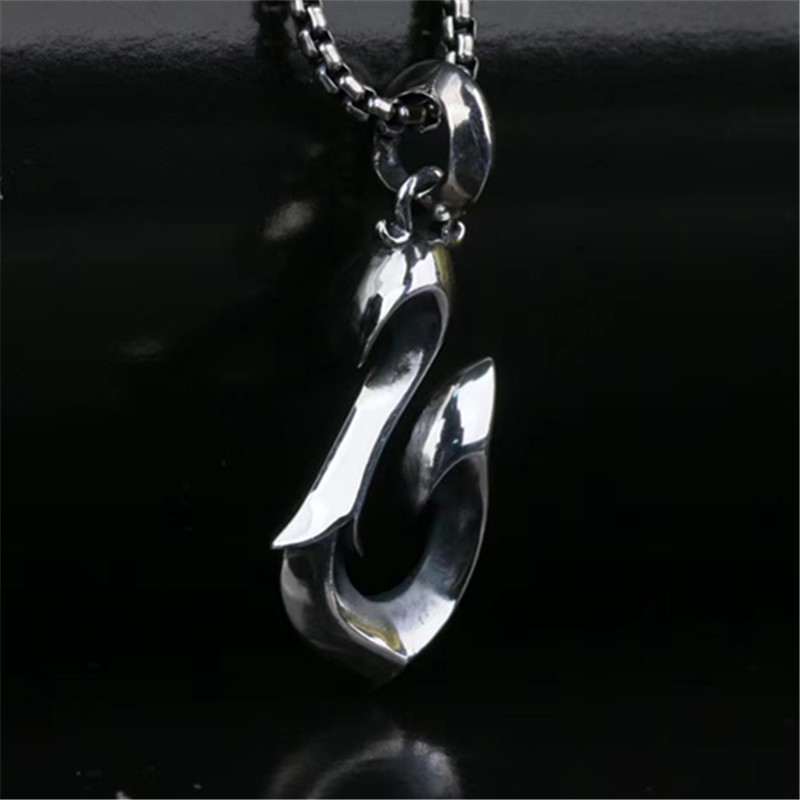 Hook Pendant Necklaces 925 Sterling Silver Vintage Gothic Punk Hiphop Antique Designer Luxury Jewelry Accessories