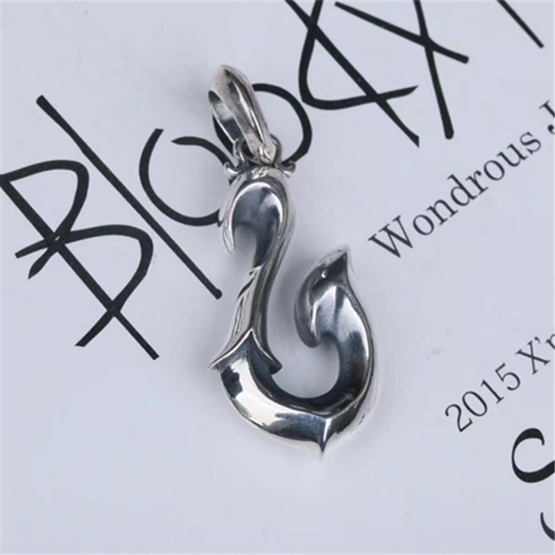 Hook Pendant Necklaces 925 Sterling Silver Vintage Gothic Punk Hiphop Antique Designer Luxury Jewelry Accessories