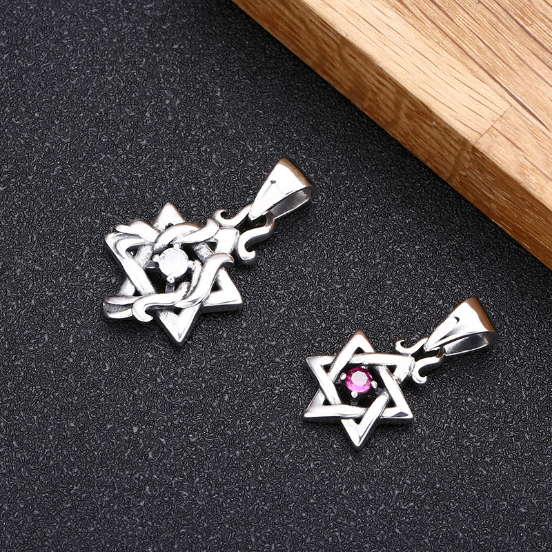 Six-pointed Stars Pendant Necklaces 925 Sterling Silver Vintage Gothic Punk Hiphop Antique Designer Luxury Jewelry Accessories